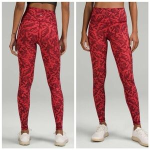 Lululemon Wunder Under High-Rise Tights Leggings Spray Leaf Fireside